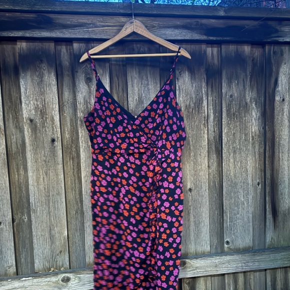 Patterned midi dress with ruffle detail. High low.  Worn once. - Picture 1 of 8